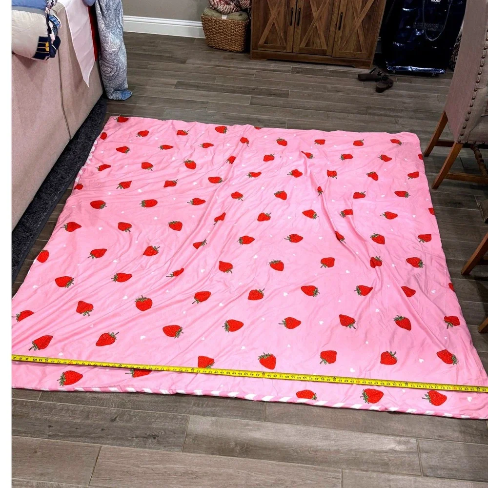 Lamejor Strawberry Duvet Cover Pink Reversible Chevron Full Queen Bedding 88x88